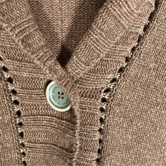 Esprit Y2K Merino Wool Blend Shawl Collar Cardigan Belted Brown M - Picture 14 of 14